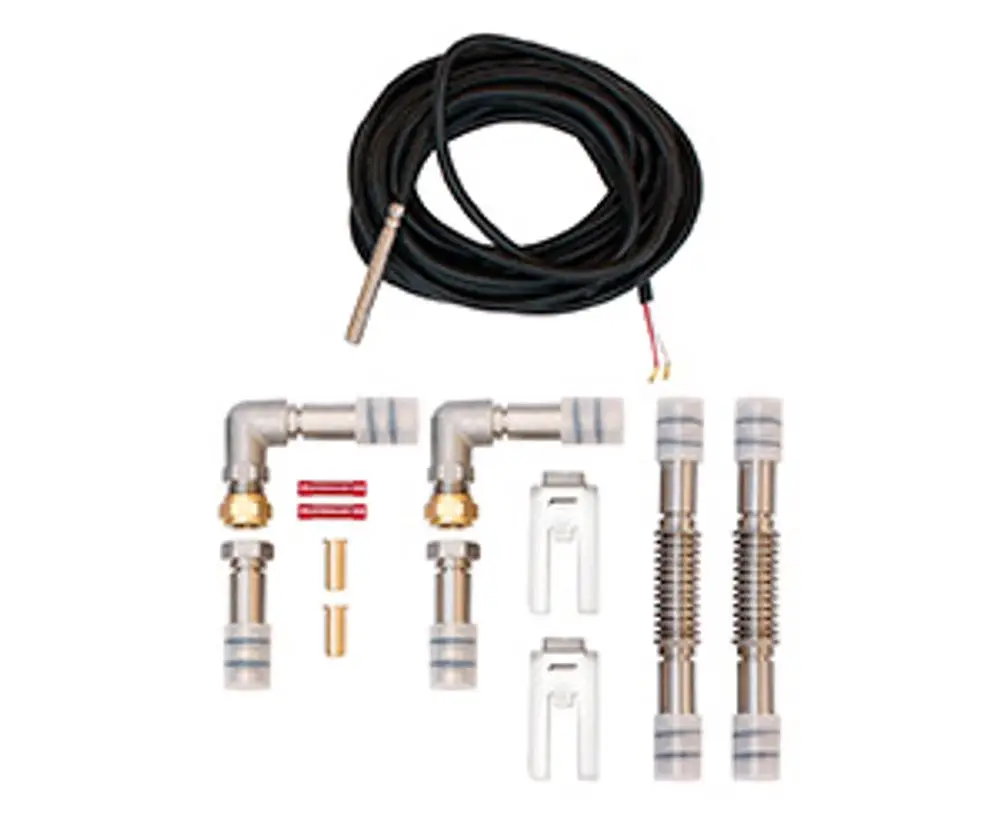 Anschluss-Set mit Rohren, Fittings und Zubehörteilen für die Verbindung von Vaillant Flachkollektoren bei Indachmontage.